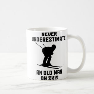 Never Underestimate An Old Man On Skis Funny Skiin Coffee Mug