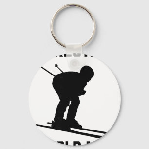 Never Underestimate An Old Man On Skis Funny Skiin Keychain