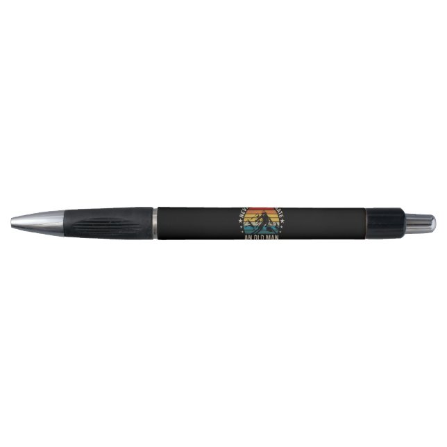 Never Underestimate An Old Man On Skis Retro Pen (Front)