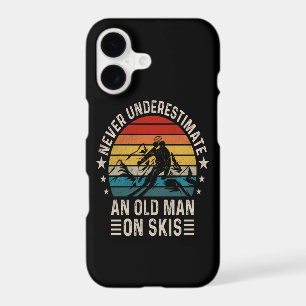 Never Underestimate An Old Man On Skis Retro Sunse