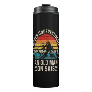 Never Underestimate An Old Man On Skis Retro Thermal Tumbler