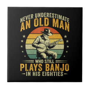Never Underestimate An Old Man Plays Banjo Tile