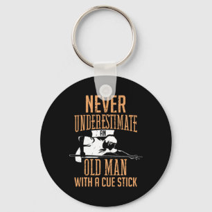 Never Underestimate An Old Man Pool Billiards Snoo Keychain