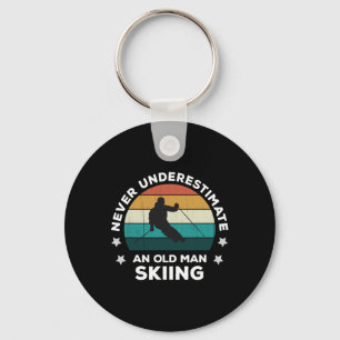 Never Underestimate An Old Man Skiing Fun Snow Slo Keychain