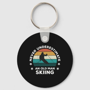 Never Underestimate An Old Man Skiing Fun Snow Slo Keychain