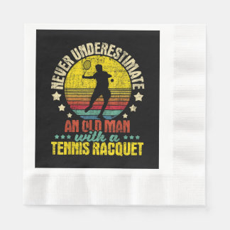 Never Underestimate An Old Man - Tennis Racket Spo Napkin