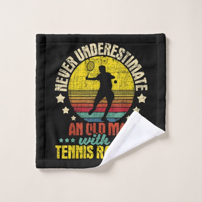 Never Underestimate An Old Man - Tennis Racket Spo Wash Cloth (Wash Cloth)
