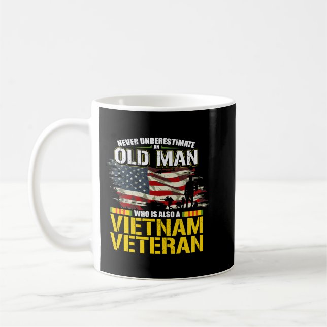 Never Underestimate an OLD MAN Vietnam Veteran 64 Coffee Mug (Left)
