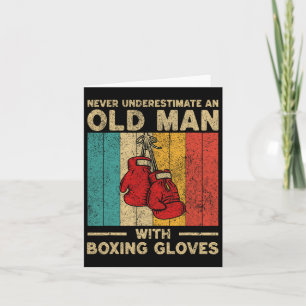 Never Underestimate An Old Man Vintage Boxing Glov Card