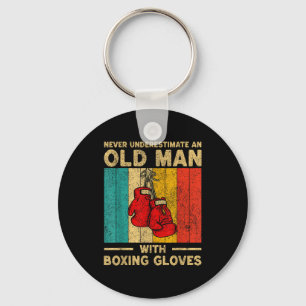 Never Underestimate An Old Man Vintage Boxing Glov Keychain