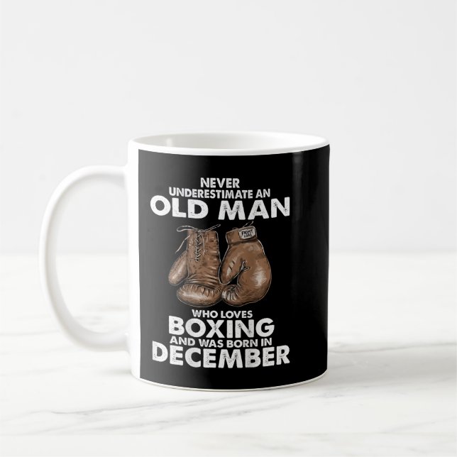 Never underestimate an old man who loves boxing coffee mug (Left)