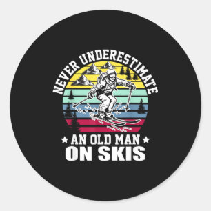 Never Underestimate An Old Man Who Loves Skiing Mo Classic Round Sticker