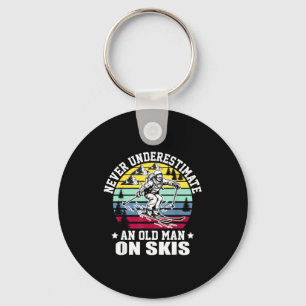 Never Underestimate An Old Man Who Loves Skiing Mo Keychain