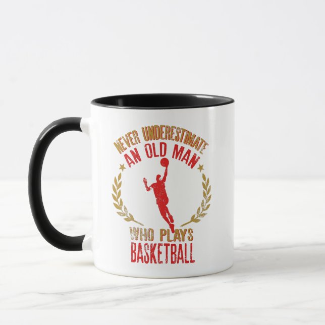 Never Underestimate An Old Man Who Play Basketball Mug (Left)