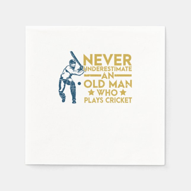 Never Underestimate An Old Man Who Plays Cricket Napkin (Front)