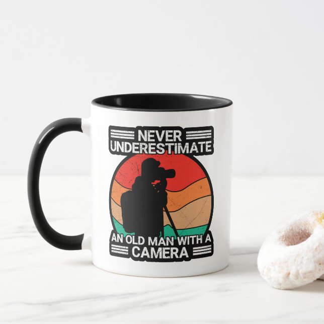 Never Underestimate An Old Man With A Camera Mug (With Donut)