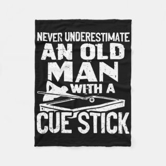 Never Underestimate An Old Man With A Cue Stick Bi Fleece Blanket