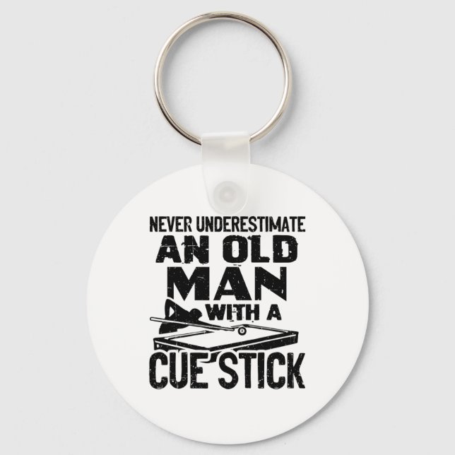 Never Underestimate An Old Man With A Cue Stick Bi Keychain (Front)