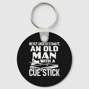 Never Underestimate An Old Man With A Cue Stick Bi Keychain