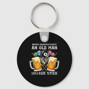 Never Underestimate An Old Man With A Cue Stick I Keychain