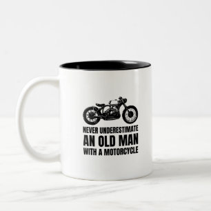 Never Underestimate An Old Man With A Motorcycle Two-Tone Coffee Mug