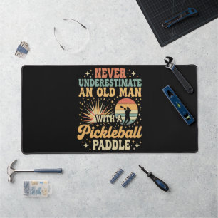 Never-Underestimate An Old Man With A Pickleball  Desk Mat