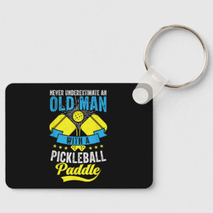 Never Underestimate An Old Man With a Pickleball P Keychain