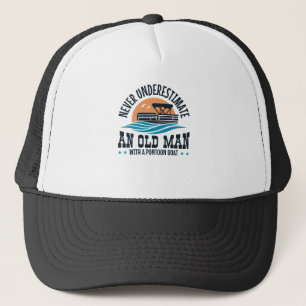 Never Underestimate An Old Man With A Pontoon Boat Trucker Hat
