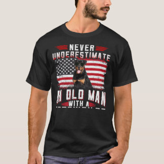 Never Underestimate An Old Man With A Rottweiler U T-Shirt