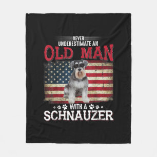 Never Underestimate An Old Man With A Schnauzer Fleece Blanket