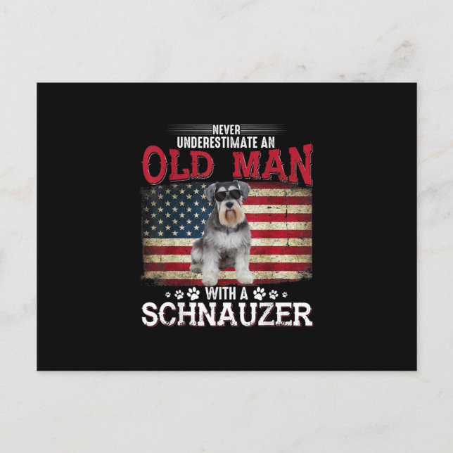 Never Underestimate An Old Man With A Schnauzer Postcard (Front)