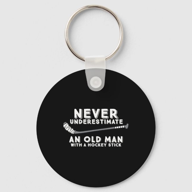 Never Underestimate An Old Man With A Stick Old Ma Keychain (Front)