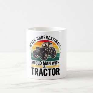 Never underestimate an old man with a tractor coffee mug
