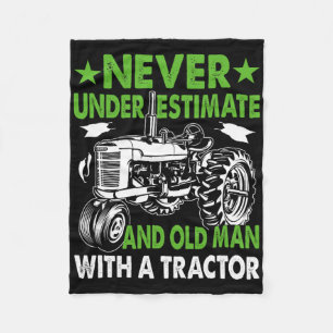 Never Underestimate An Old Man With A Tractor Fleece Blanket