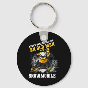 Never Underestimate An Old Man With An Snowmobile Keychain