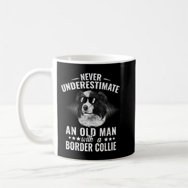 Never Underestimate An Old Man with Border Collie  Coffee Mug (Left)