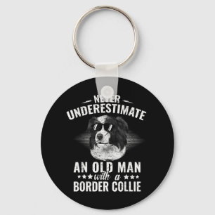 Never Underestimate An Old Man with Border Collie  Keychain