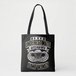 Never Underestimate An Old Man With Jump WingsMili Tote Bag