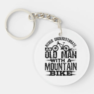 Never Underestimate An Old Man with Mountain Bike Keychain