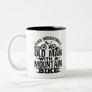 Never Underestimate An Old Man with Mountain Bike Two-Tone Coffee Mug
