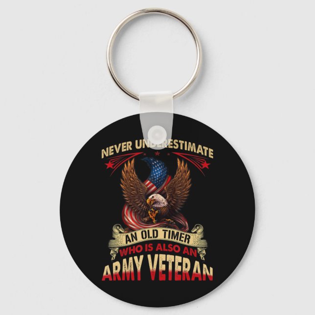 Never Underestimate An Old Timer Who Is Also An Ar Keychain (Front)