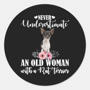 Never Underestimate An Old With Rat Terrier Classic Round Sticker