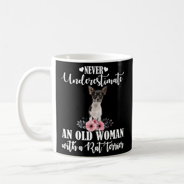 Never Underestimate An Old With Rat Terrier Coffee Mug (Left)