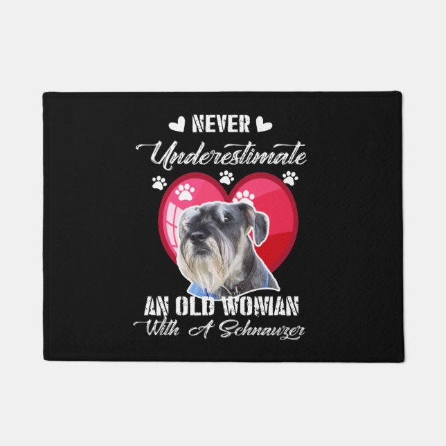Never Underestimate an old woman with a schnauzer Doormat (Front)