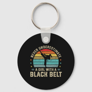 Never Underestimate Girl With A Black Belt Karate  Keychain