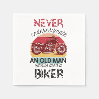 Never Underestimate Old Man Biker Napkin