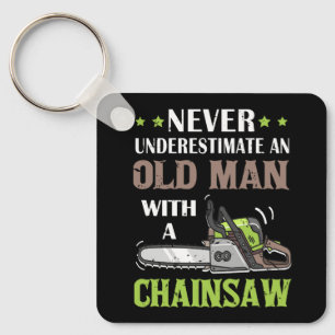 Never Underestimate Old Man With Lumberjack Chains Keychain