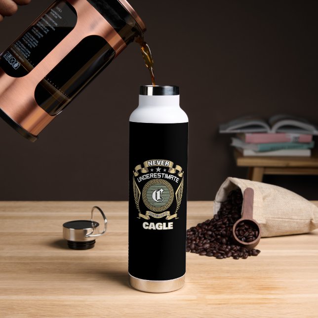 NEVER UNDERESTIMATE POWER OF A CAGLE WATER BOTTLE (Coffee (Rotated))