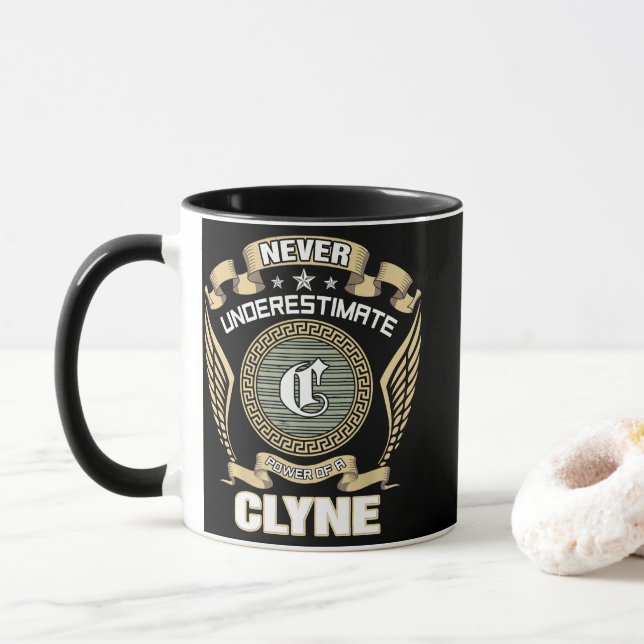 NEVER_UNDERESTIMATE_POWER_OF_A_CLYNE MUG (With Donut)