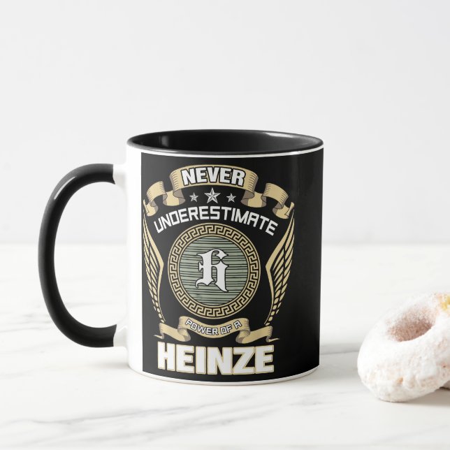 NEVER_UNDERESTIMATE_POWER_OF_A_HEINZE MUG (With Donut)